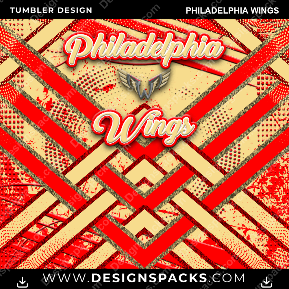 Lacrosse Glitter Stripe Philadelphia Wings Tumbler Digital Wrap Design