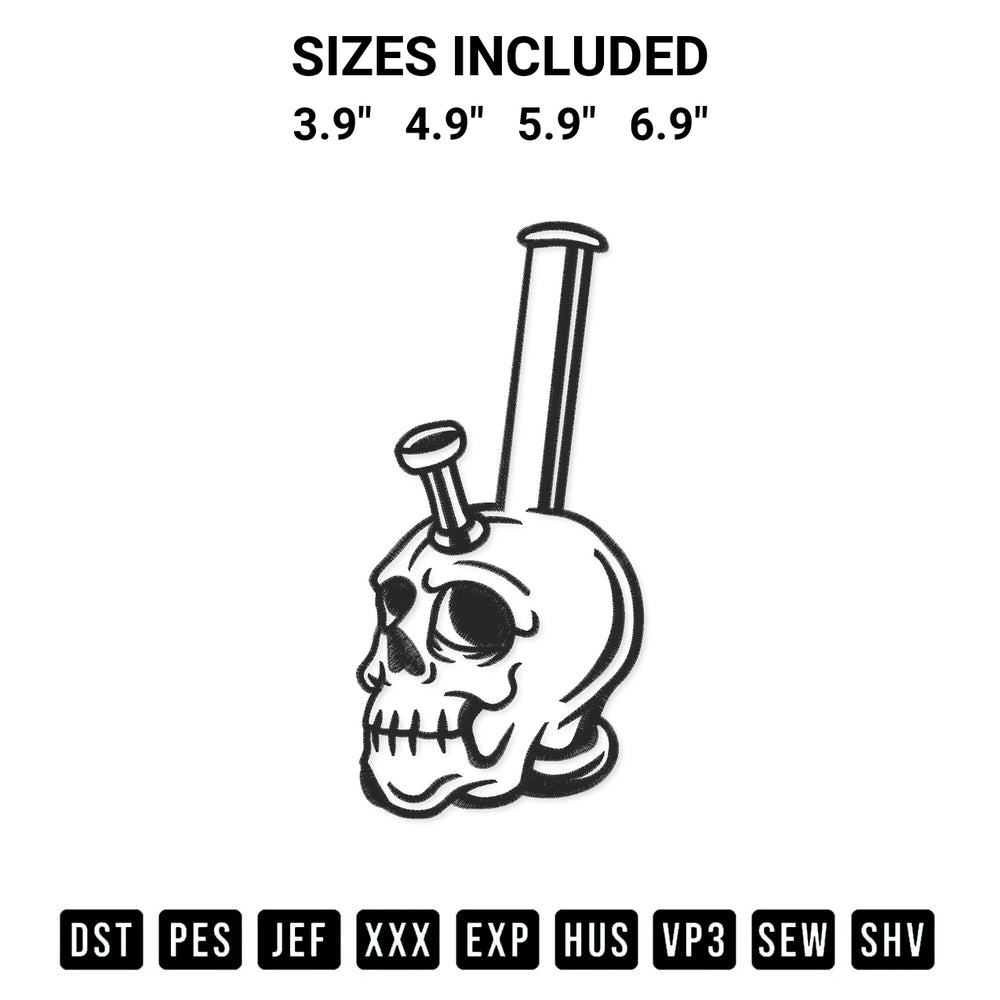 Get the Skull Tobacco Pipe Embroidery Design embroidery design for your custom crafts! Premium digitized files available for instant download at Designspacks.com. Available sizes: 3.9", 4.9", 5.9", 6.9".
