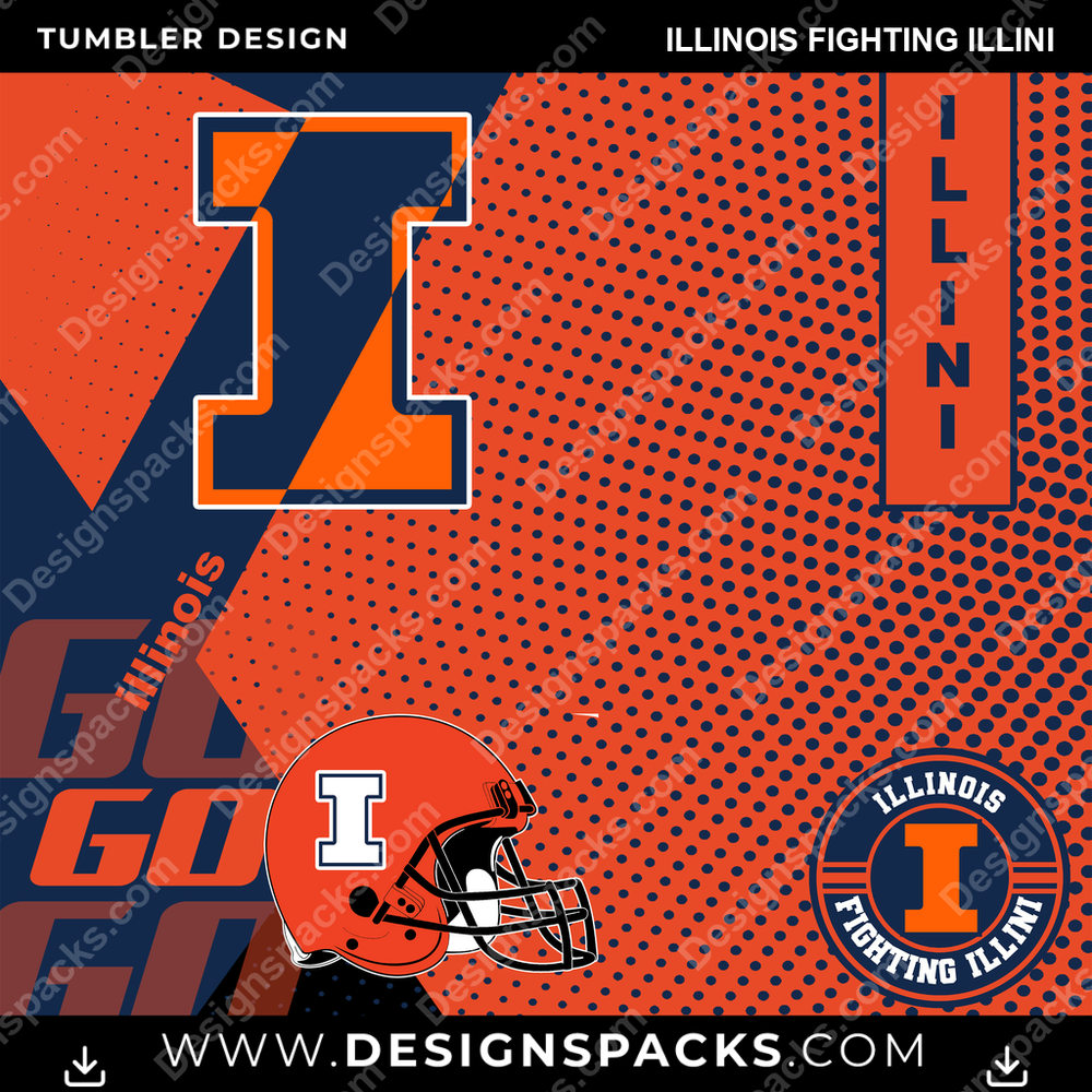 College Sport GO Illinois Fighting Illini Tumbler Digital Wrap Design