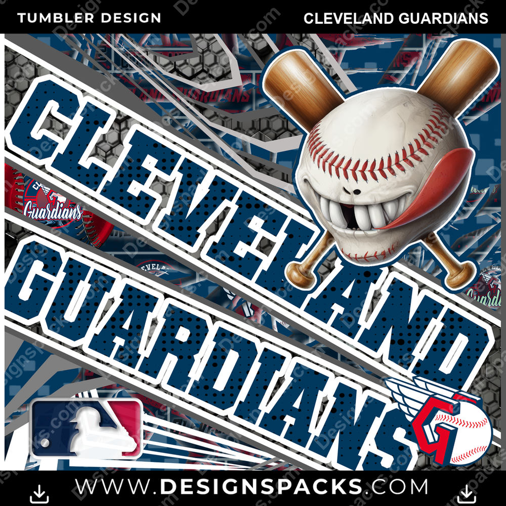 Baseball Angry Sports Cleveland Guardians MLB Baseball Tumbler Digital Wrap Design Download