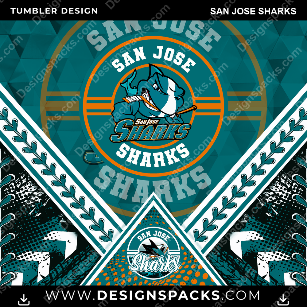Hockey Diamond San Jose Sharks NHL Hockey Tumbler Digital Wrap Design Download