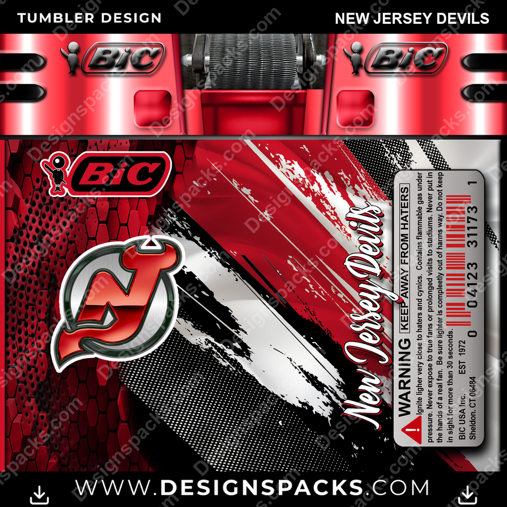 Hockey BIC Lighter New Jersey Devils Tumbler Digital Wrap Design