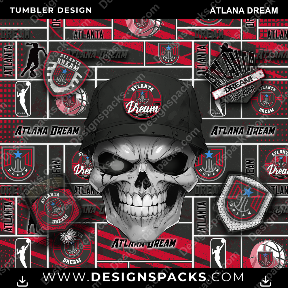 Basketball Skull Atlana Dream Tumbler Digital Wrap Design