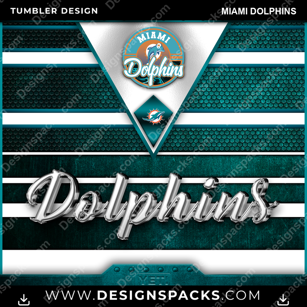 Football YETI Miami Dolphins Tumbler Digital Wrap Design