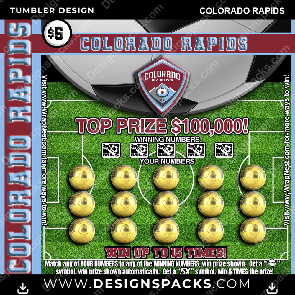 US Soccer Lottery Ticket Colorado Rapids Tumbler Digital Wrap Design