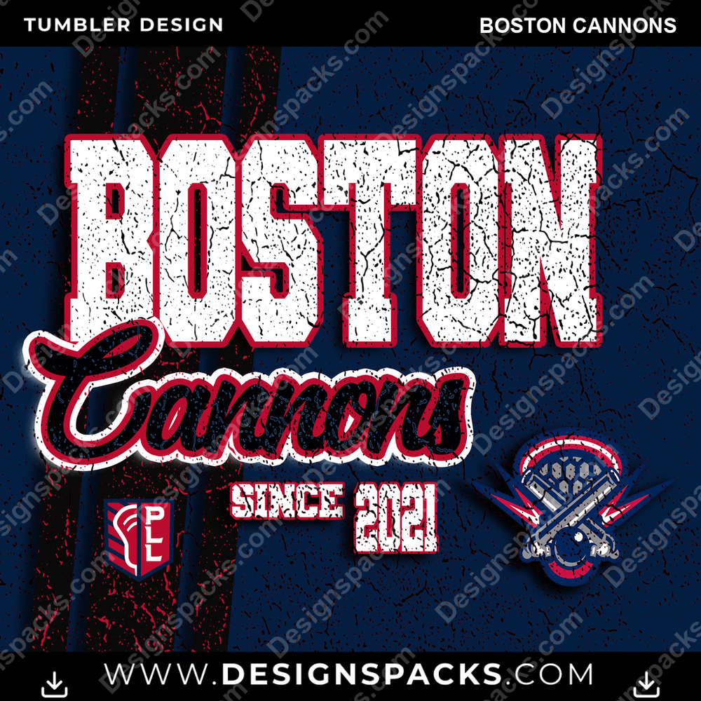 Lacrosse Grunge Boston Cannons Tumbler Digital Wrap Design