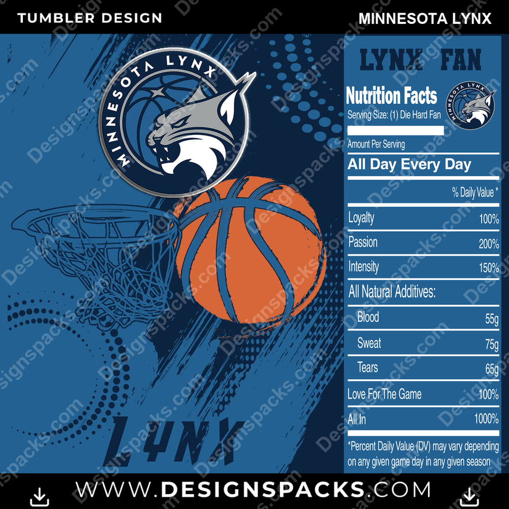 Basketball Team Fan Minnesota Lynx Tumbler Digital Wrap Design