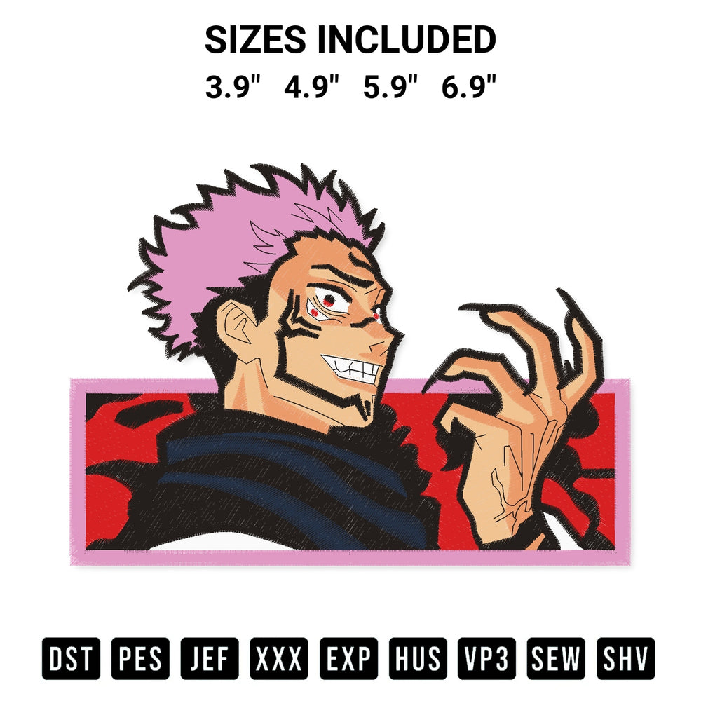 Shop the Ryomen Sukana Jujutsu Kaisen Anime Embroidery Design machine embroidery pattern at Designspacks.com. Beautifully digitized for flawless stitching on any fabric. Available sizes: 3.9", 4.9", 5.9", 6.9".