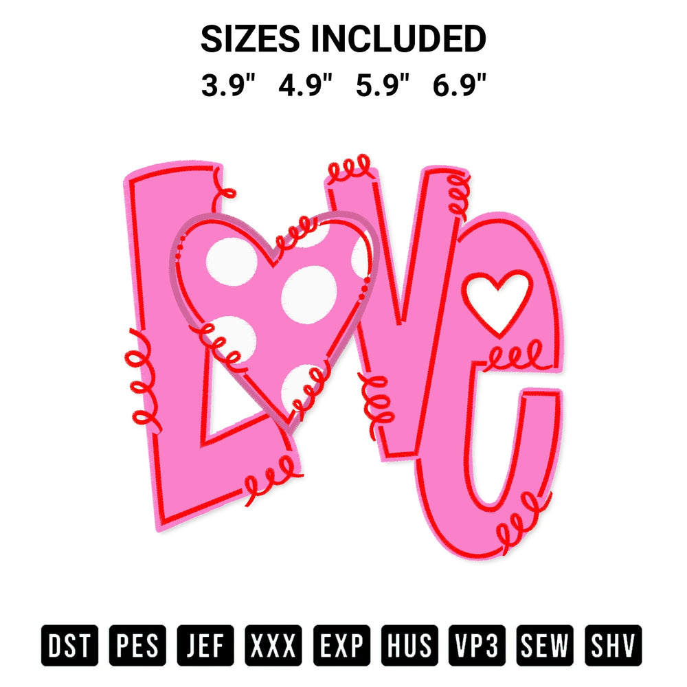 Elevate your next project with our Heart Love Embroidery Design embroidery file. Shop high-quality digital patterns instantly at Designspacks.com. Available sizes: 3.9", 4.9", 5.9", 6.9".