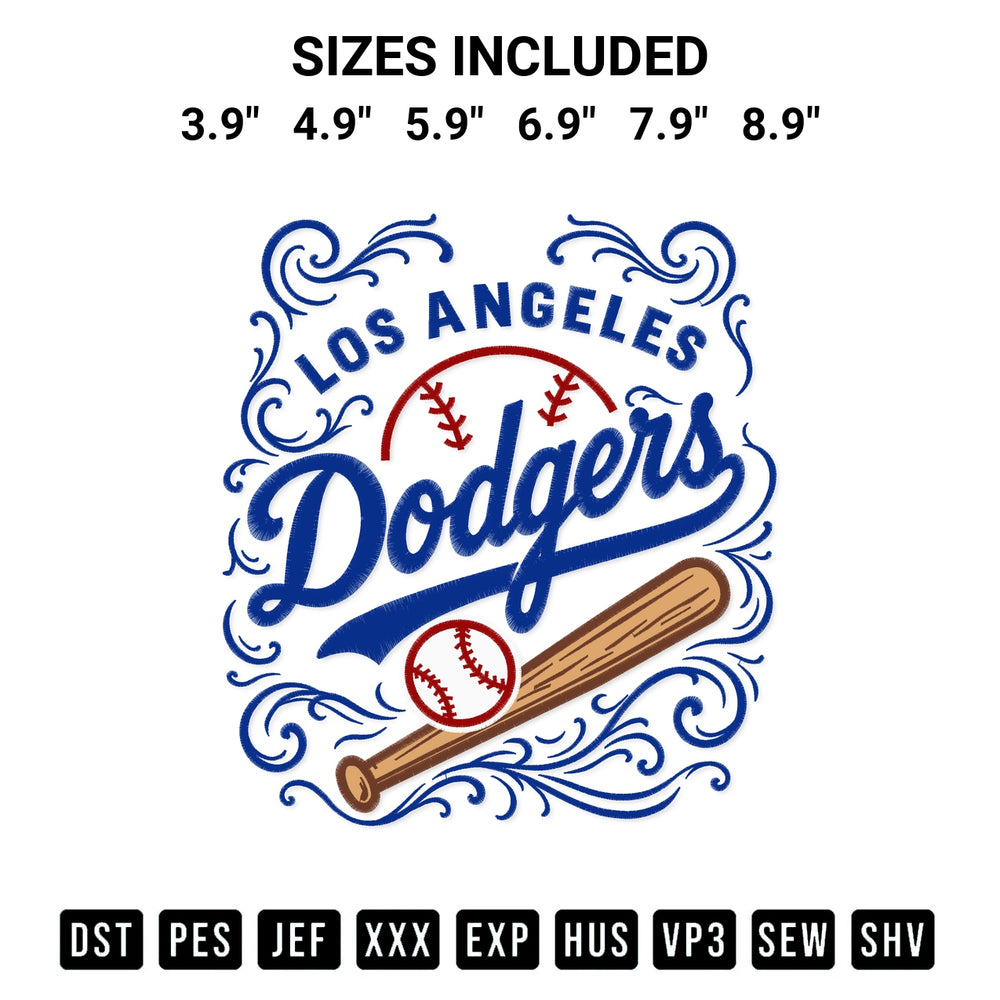 Elevate your next project with our Los Angeles Dodgers Floral Vintage Embroidery Design embroidery file. Shop high-quality digital patterns instantly at Designspacks.com. Available sizes: 3.9", 4.9", 5.9", 6.9", 7.9", 8.9".