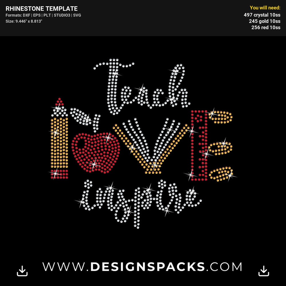 Teach Love Inspire Updated Rhinestone Digital Template
