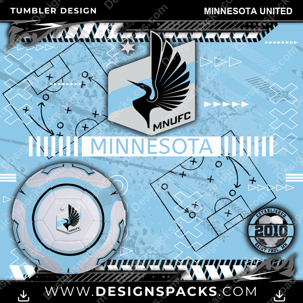 Soccer Xs & Os Minnesota United MLS Soccer Tumbler Digital Wrap Design Download