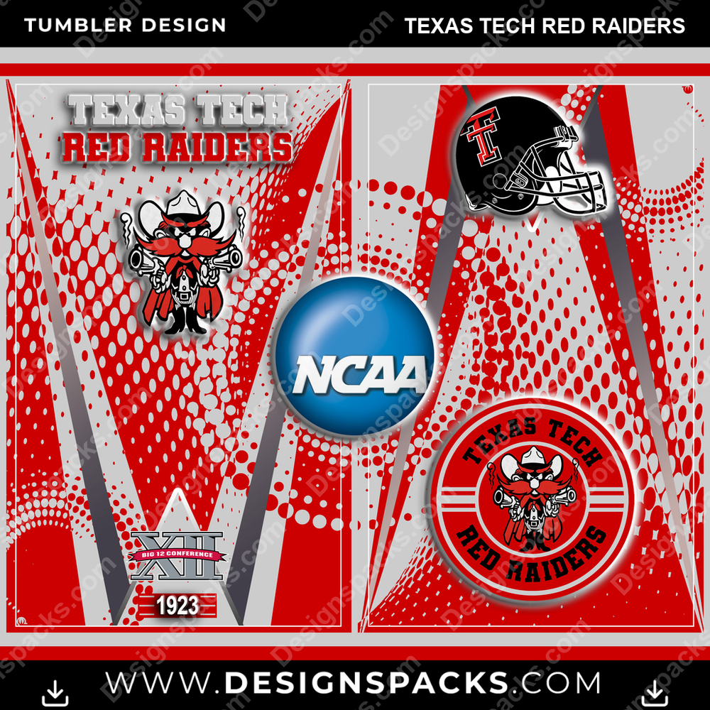 College Sport Team Logo Texas Tech Red Raiders Tumbler Digital Wrap Design