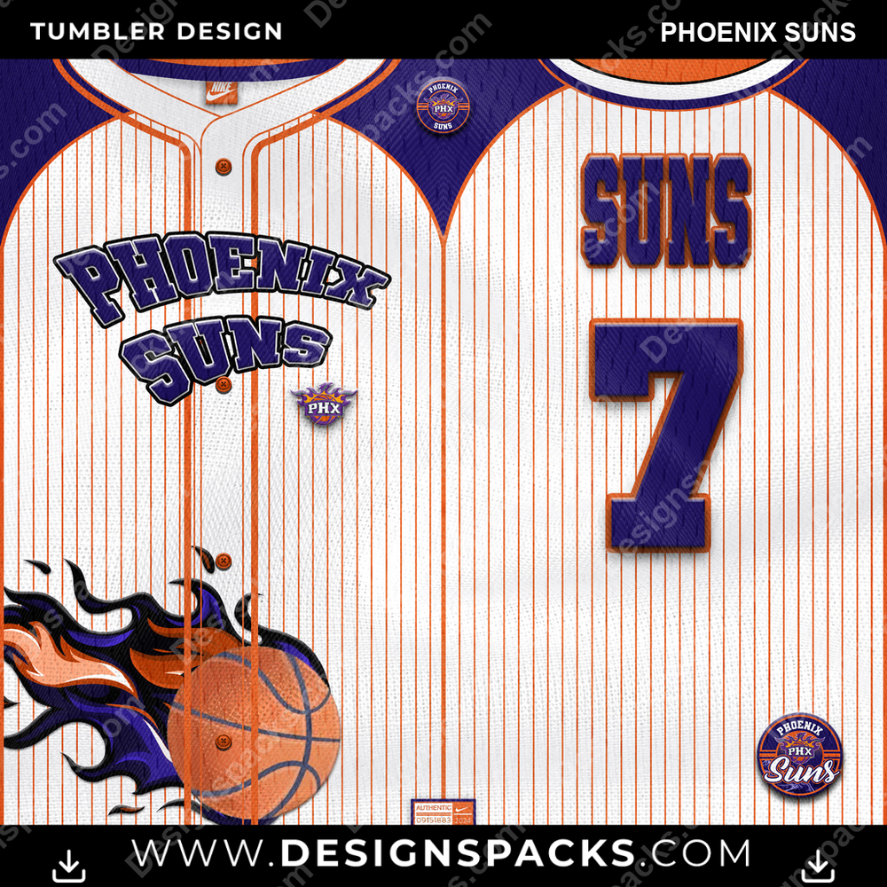 Basketball Team Button-Up Jersey Phoenix Suns Tumbler Digital Wrap Design