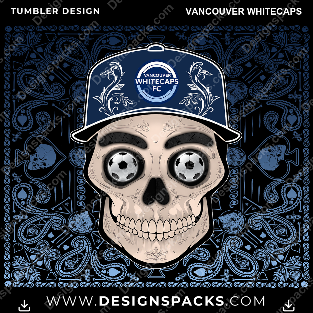 US Soccer Skull Handkerchief Vancouver Whitecaps Tumbler Digital Wrap Design Download