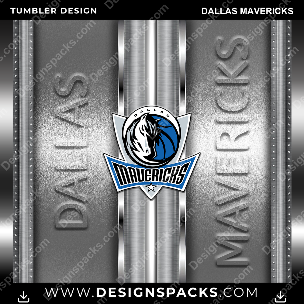Basketball Metallic Dallas Mavericks Tumbler Digital Wrap Design