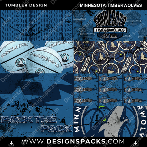 Basketball Distressed BG Minnesota Timberwolves NBA Basketball Tumbler Digital Wrap Design Download