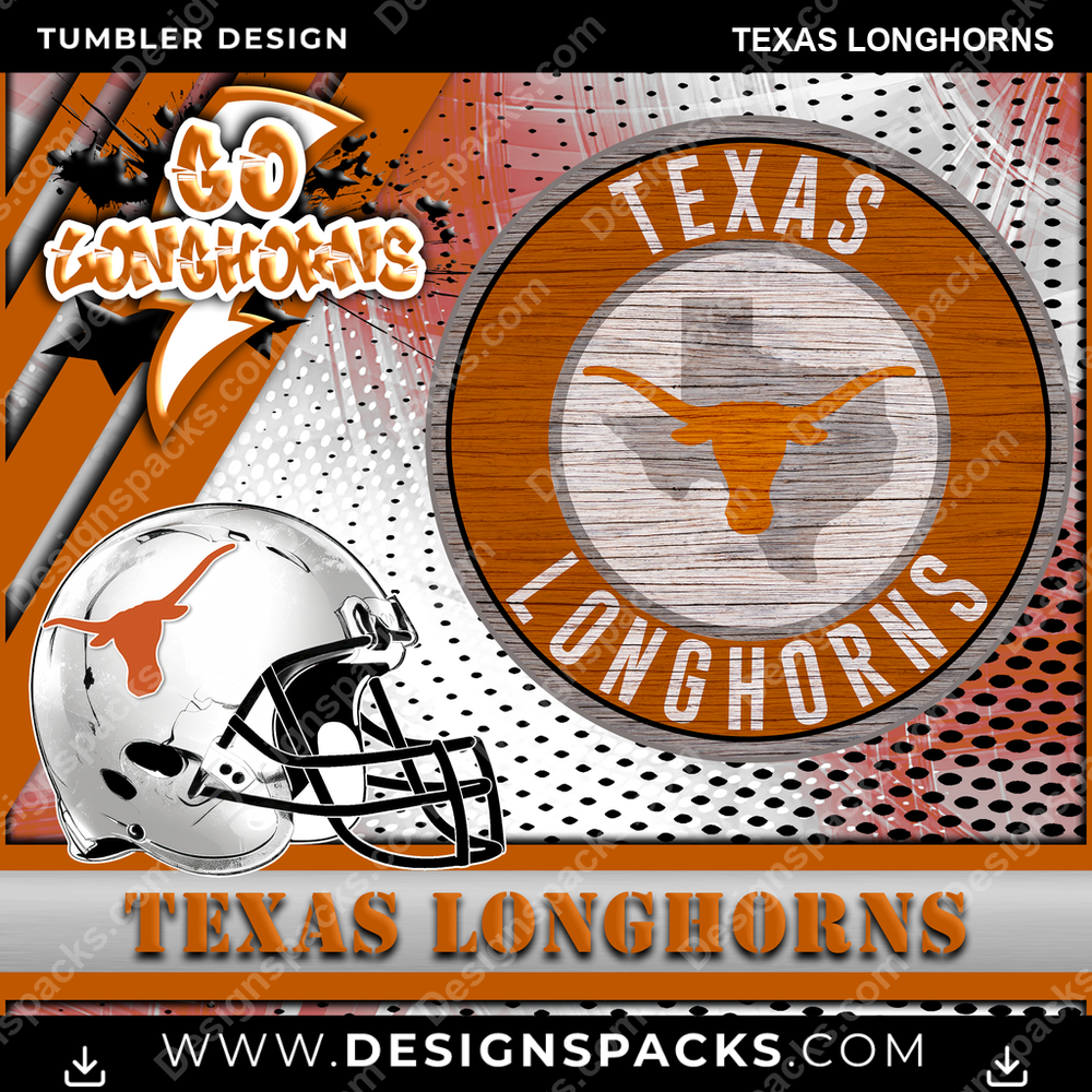 College Sport Go Team 2 Texas Longhorns NCAA College Sport Tumbler Digital Wrap Design Download