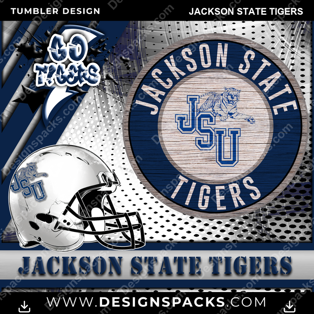 College Sport Go Team 2 Jackson State Tigers NCAA College Sport Tumbler Digital Wrap Design Download