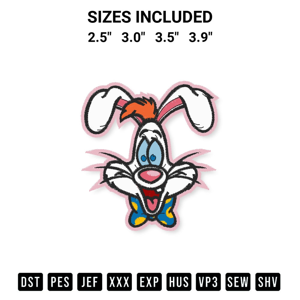 Stitch like a pro with the Roger Rabbit Embroidery Design embroidery pattern from Designspacks.com. High-quality digital machine embroidery file. Available sizes: 2.5", 3.0", 3.5", 3.9".