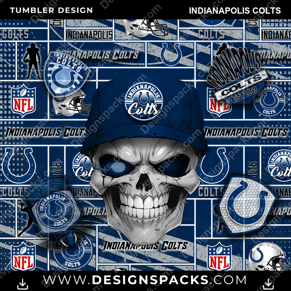 Fußball-Totenkopf Indianapolis Colts Tumbler Digital-Wrap-Design