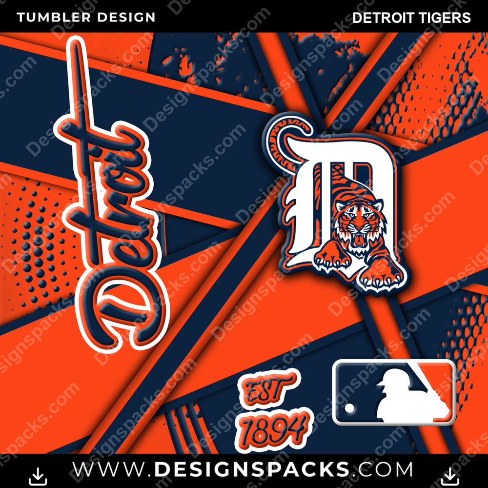 Baseball Team Sport Detroit Tigers MLB Baseball Tumbler Digital Wrap Design Download
