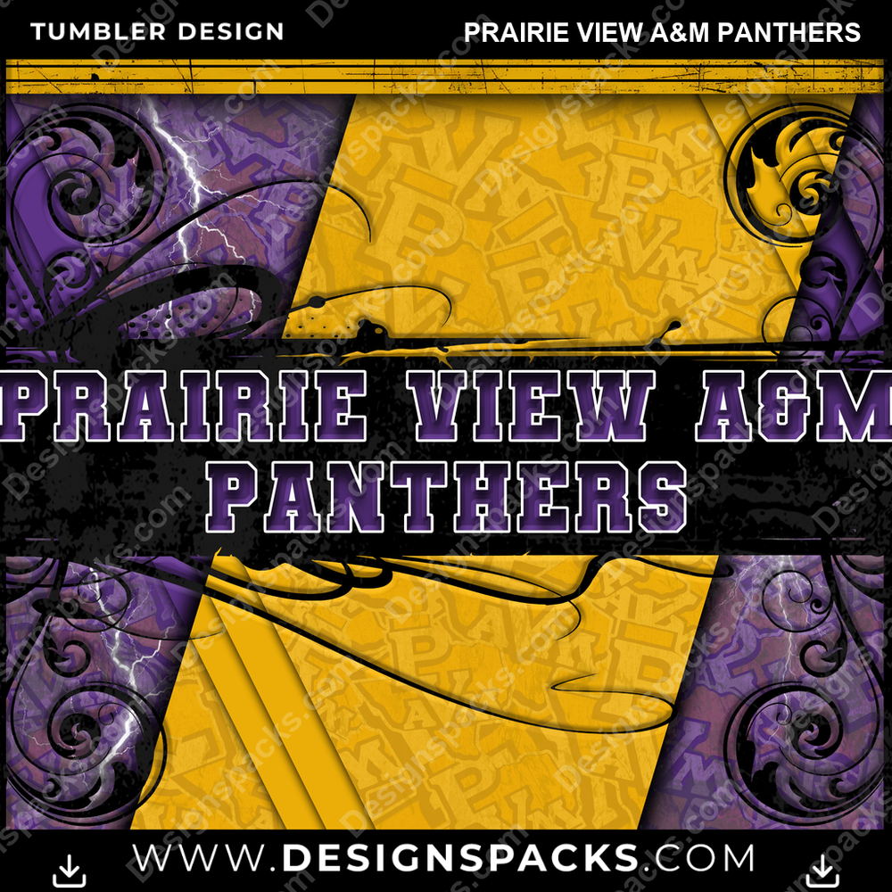 College Sport Elegant Prairie View A&M Panthers NCAA College Sport Tumbler Digital Wrap Design Download