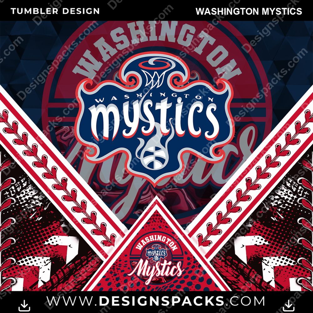 Basketball Diamond Washington Mystics Tumbler Digital Wrap Design