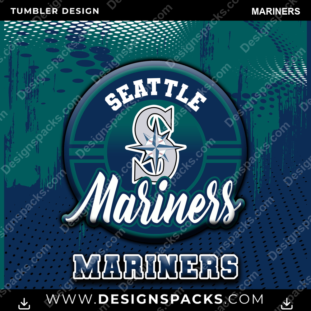 Baseball Dot Logo Mariners Tumbler Digital Wrap Design