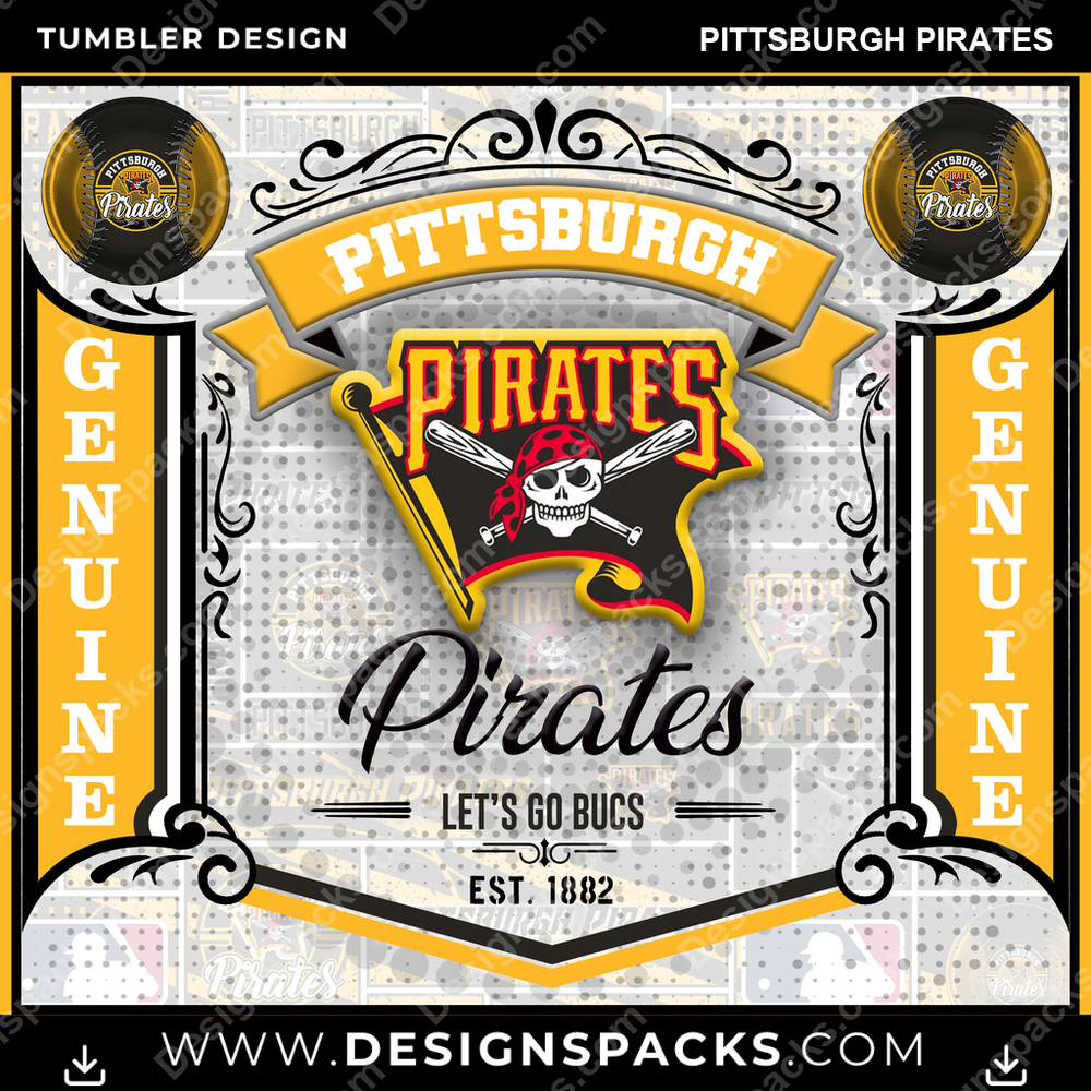 Baseball Bud Pittsburgh Pirates Tumbler Digital Wrap Design