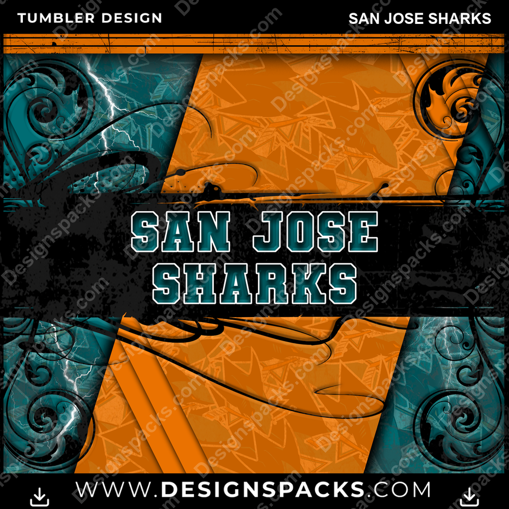 Hockey Elegant San Jose Sharks Tumbler Digital Wrap Design