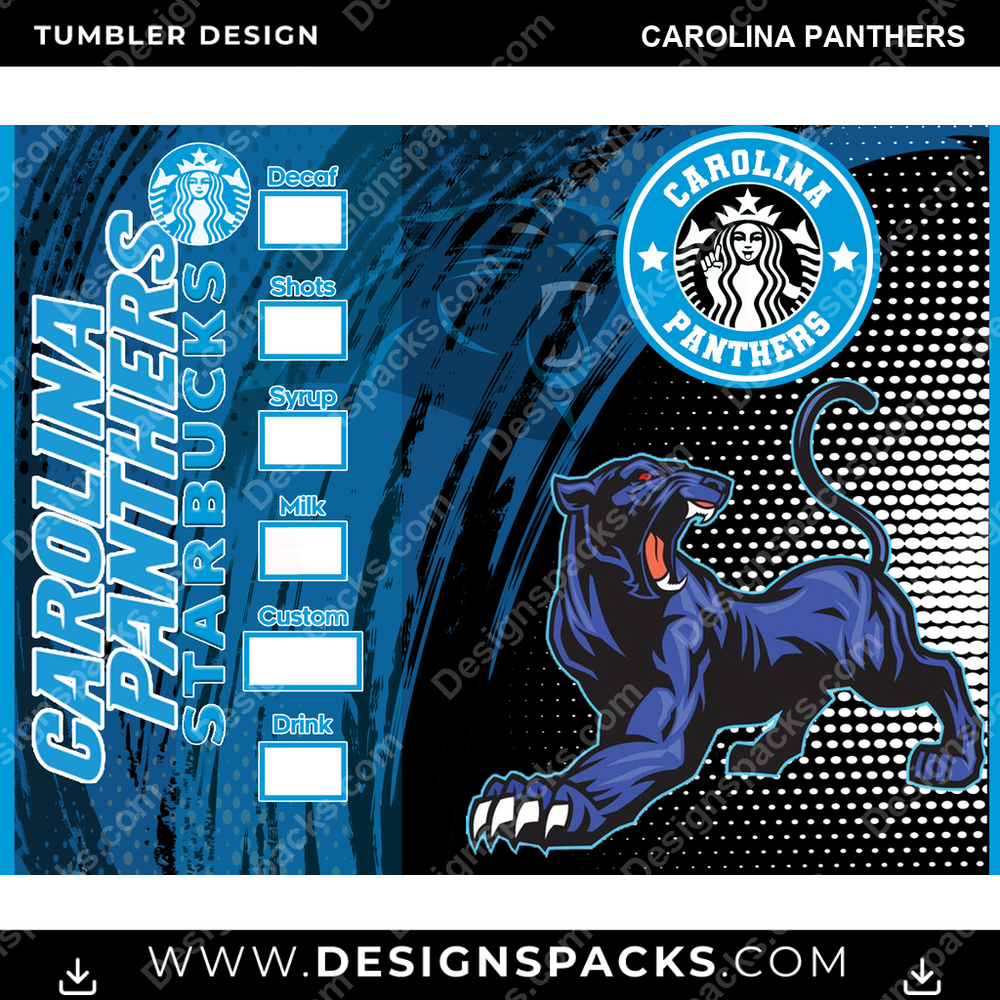 Football Starbucks Carolina Panthers NFL Football Tumbler Digital Wrap Design Download