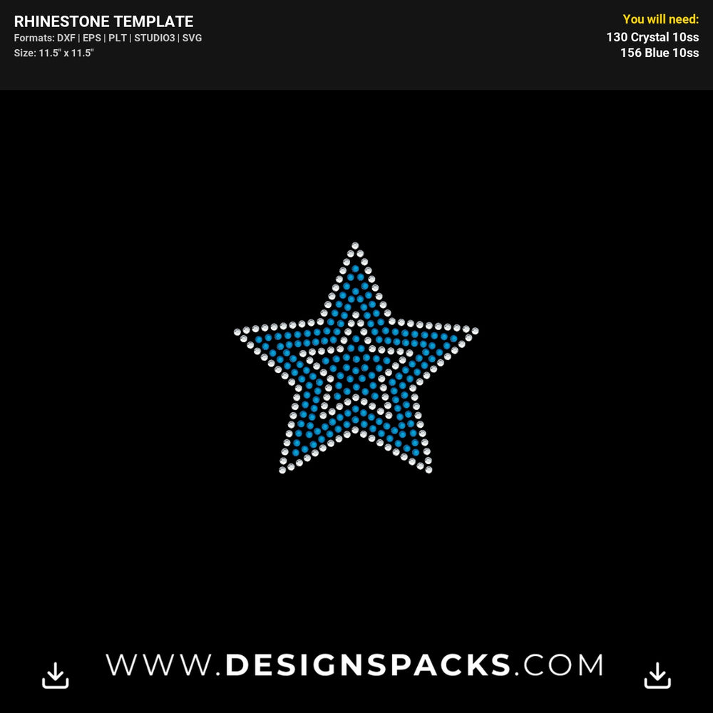 Small Blue Star Dallas Cowboys Rhinestone Digital Template