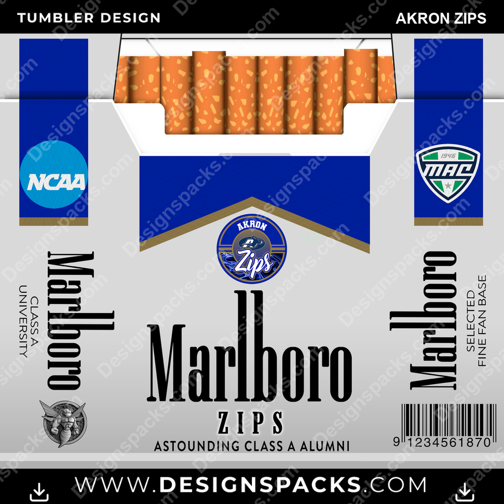 College Sport Marlboro Akron Zips NCAA College Sport Tumbler Digital Wrap Design Download