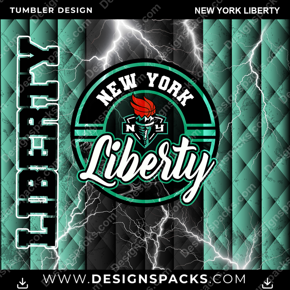Basketball Diamond New York Liberty Tumbler Digital Wrap Design
