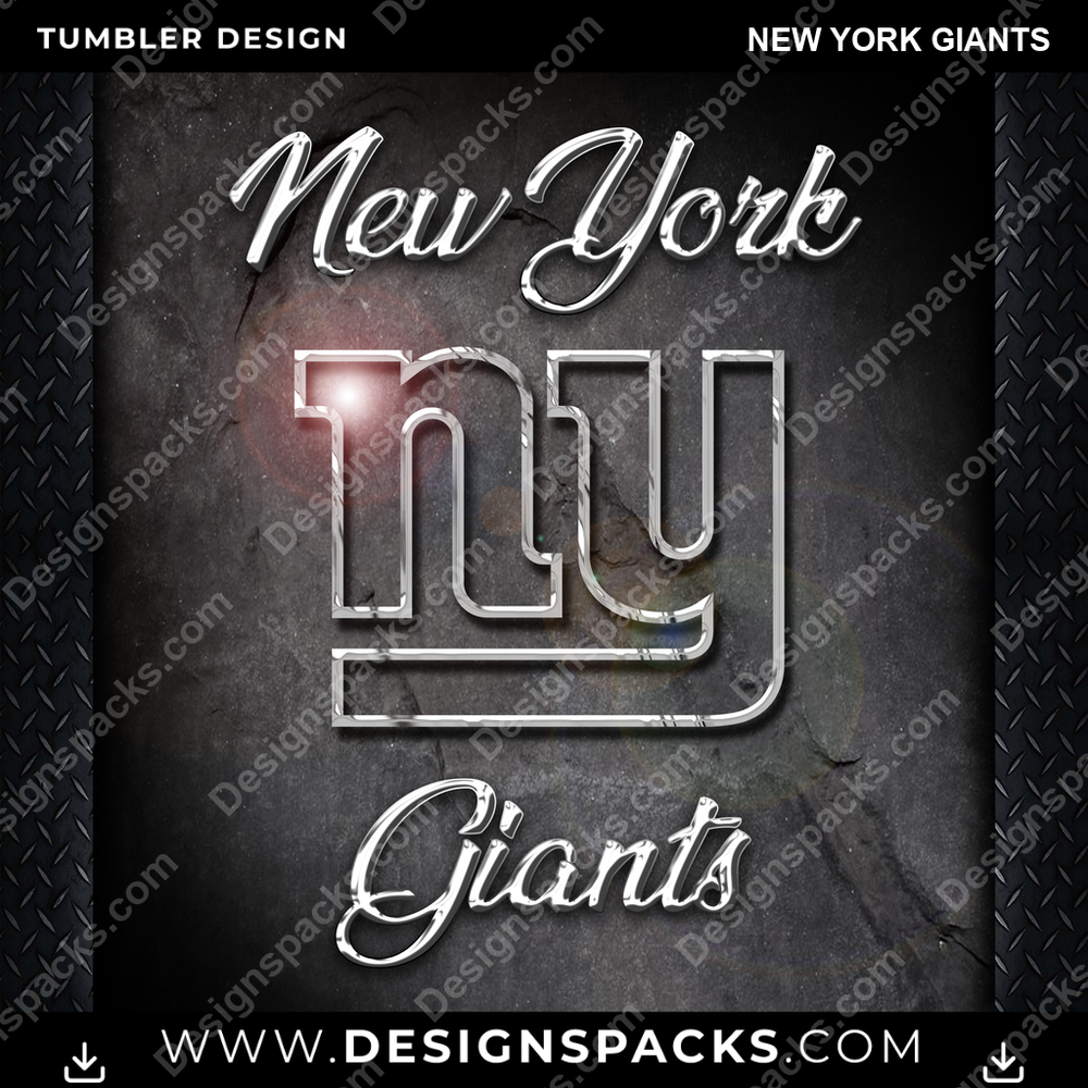 Football Chrome New York Giants NFL Football Tumbler Digital Wrap Design Download