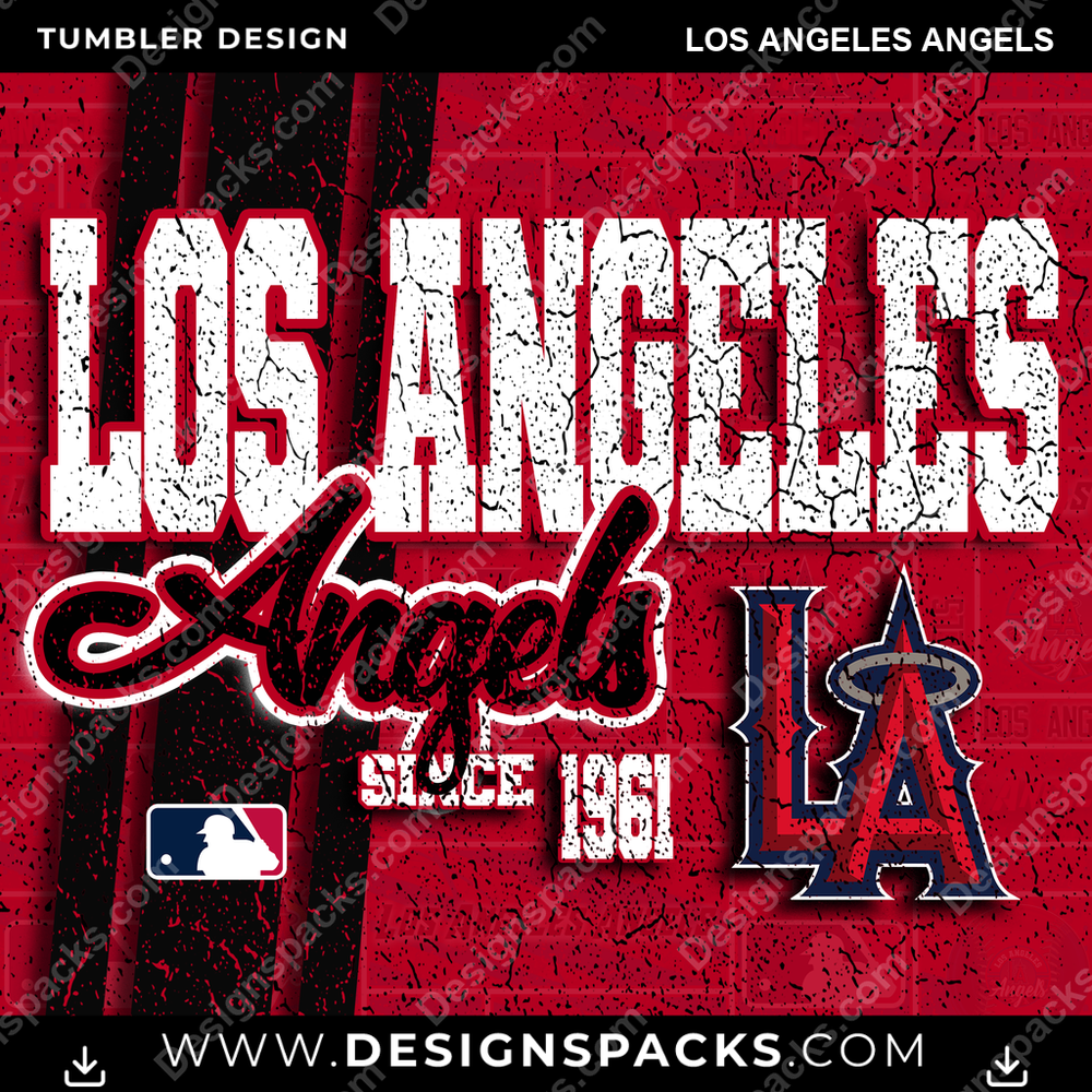 Baseball Grunge Los Angeles Angels Tumbler Digital Wrap Design