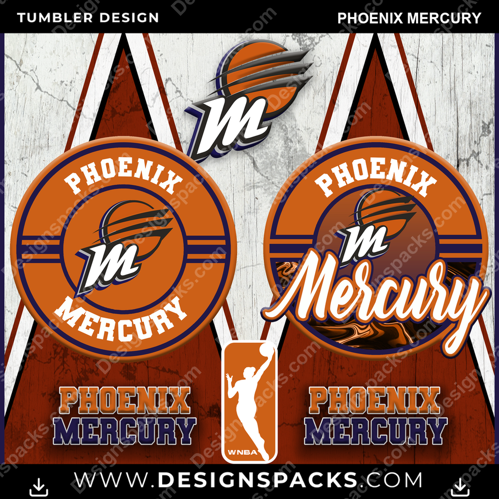 Basketball Sports Phoenix Mercury Tumbler Digital Wrap Design