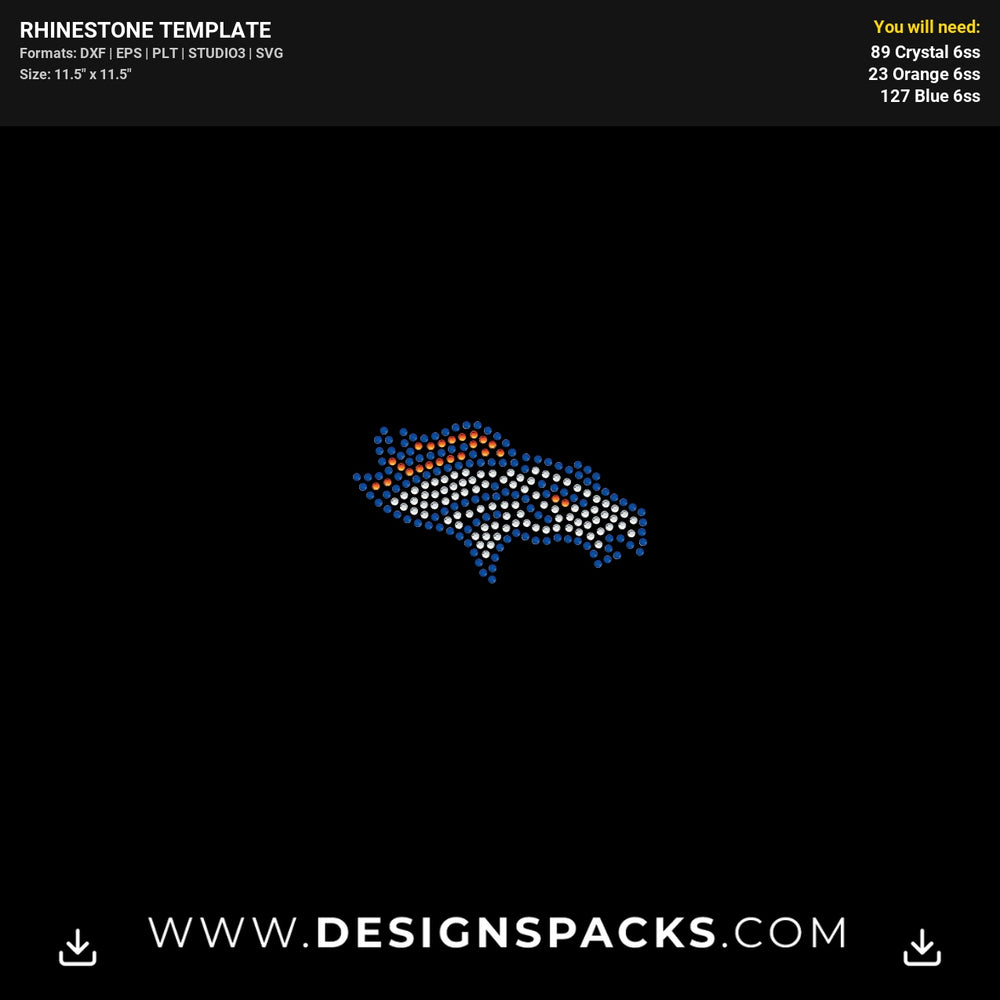 Denver Broncos Small Logo Rhinestone Digital Template