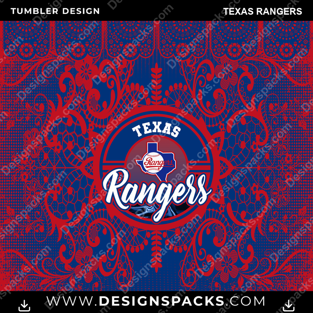 Baseball Lace & Logo Texas Rangers Tumbler Digital Wrap Design