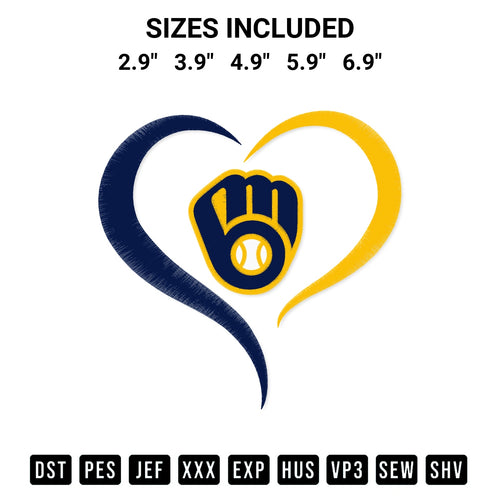 Download the Heart Milwaukee Brewers Mlb Embroidery Design machine embroidery design exclusively at Designspacks.com. Premium digitized pattern for apparel and DIY crafts. Available sizes: 2.9