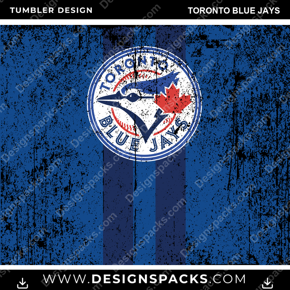 Baseball Grunge Style Toronto Blue Jays Tumbler Digital Wrap Design