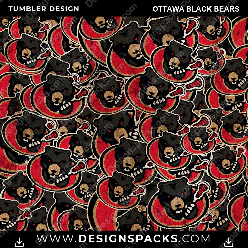 Lacrosse Logo BG Ottawa Black Bears Tumbler Digital Wrap Design