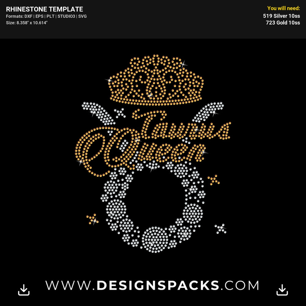 Taurus Symbol Queen Crown Rhinestone Digital Template