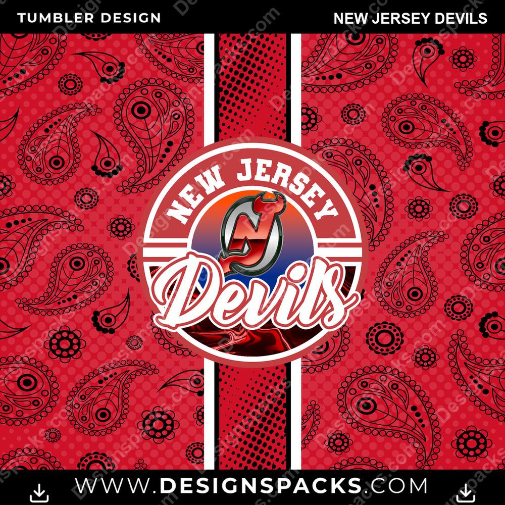 Hockey Handkerchief New Jersey Devils Tumbler Digital Wrap Design