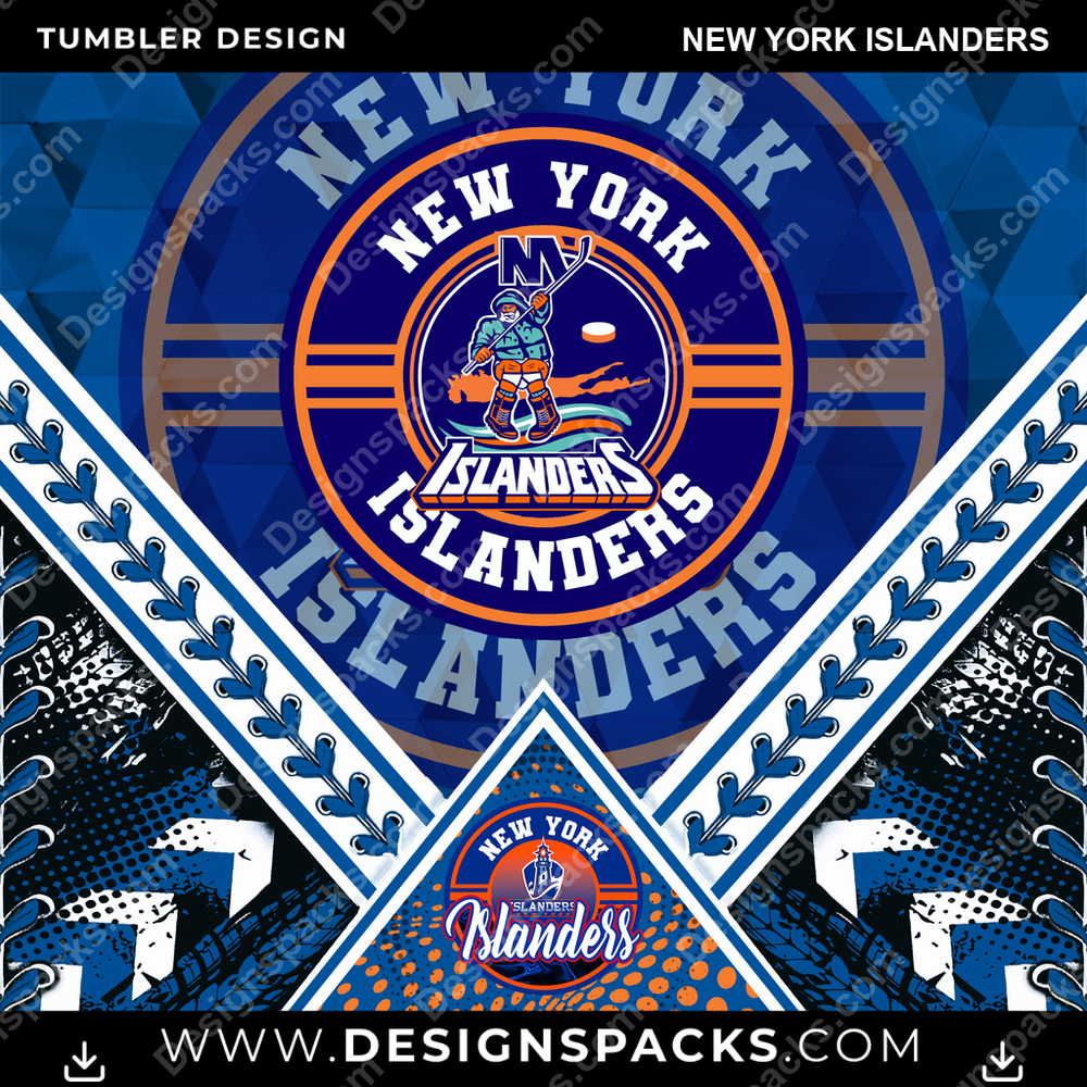 Hockey Diamond New York Islanders Tumbler Digital Wrap Design