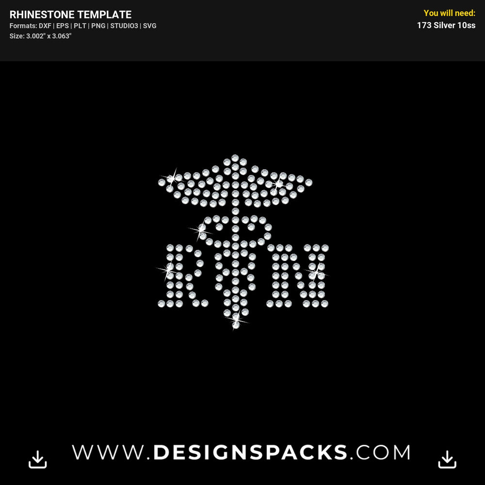 Nurse Caduceus Medical Symbol Rhinestone Digital Template
