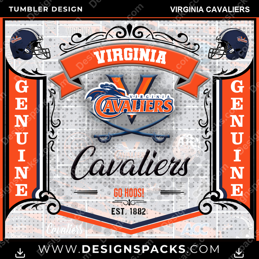 College Sport Bud Virginia Cavaliers Tumbler Digital Wrap Design