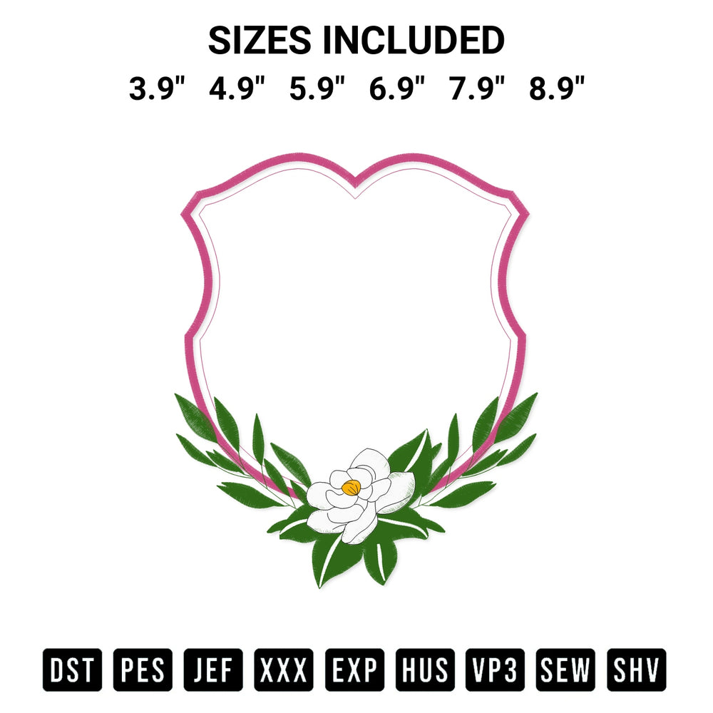 Get the Banner Frame Floral Leaf Embroidery Design embroidery design for your custom crafts! Premium digitized files available for instant download at Designspacks.com. Available sizes: 3.9", 4.9", 5.9", 6.9", 7.9", 8.9".