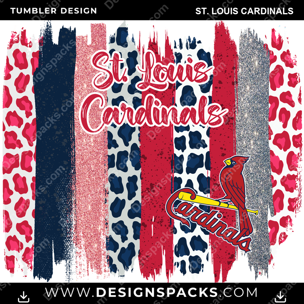 Baseball Brush Strokes St. Louis Cardinals MLB Baseball Tumbler Digital Wrap Design Download
